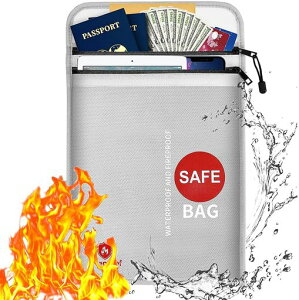 耐火バッグ金庫耐火バッグ書類保管ケ一ス防火防爆防水防災バッグ耐熱2000°F(約1093°C)現金収納家庭用安心保管袋大容量耐火袋(銀)
