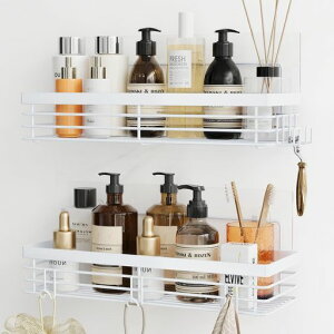 Orimade浴室用ラック強力粘着固定お風呂の壁にステンレスシャワーラック風呂場洗面所収納壁掛け棚2段式(02-ホワイト2段式)