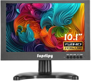 Suprlipy10インチミニ小型HDMIモニター1920x120016:10IPS金属製ハウジングLCDディスプレイスクリーンHDMIVGAAVBNC入力に対応リモコン内蔵スピーカー付属PC防犯カメラゲーム機用