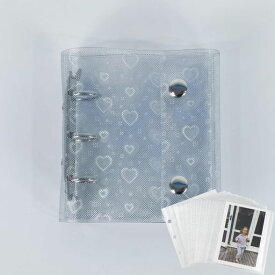 シール帳女の子A8ミニバインダーリフィル25枚シール台紙手帳プリ帳カードスリーブ手のひらサイズ透明シール帳はがせるバインダー型ノートコラージュノート(シルバー)