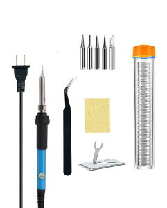 YFFSFDCはんだごてセット電気ハンダゴテ温度調節60W/110V電子作業家電修理溶接工具電気DIY用(6個セット)