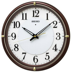 セイコークロック掛け時計自動点灯電波アナログ夜でも見えるファインライトNEOネオ茶メタリックKX233B