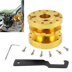 BAGARAATANステアリングボススペーサー調整式40mm~70mm汎用軽量アルミアルマイト仕上げダブルナット方式(ゴールド)