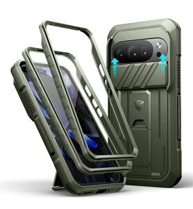 DexnorGooglePixel10/10Pro�p�X���C�h���J�����J�o�[�t���P�[�X2��ނ̃t�����g�t���[��&������ʕی�t�B����&���ȃL�b�N�X�^���h���ڑϏՌ��t���{�f�B�h��o���p�[�P�[�X(�O���[��)