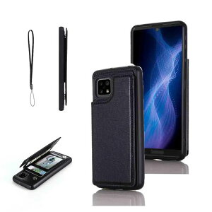 【OULO1】AQUOSsense4/SH-41A/sense5G/SH-53A/SHG03/shm17用ケースレザーカード収納スマホケース耐衝撃軽量スタンド機能薄い背面ICカード入れ手帳型財布型カバー(ブラック)アクオス