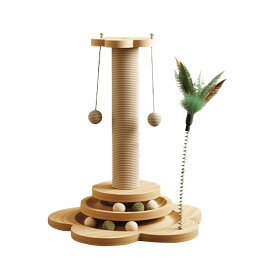 猫用 爪とぎポール 爪研ぎ おもちゃ キャットタワー 爪とぎ棒 爪研ぎボール ボール回転盤 羽根付きおもちゃ 運動不足解消 ストレス解消 つめとぎ 据え置き型 ペット用品 おしゃれ インテリア 天然木材使用