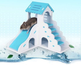 ハムスターハウス 2層ハムスターハウス 建て お家 飼育ケージ 飼育ケージ内装 おもちゃ ストレス解消 運動不足解消 滑り台付き 遊び場 ペットの遊具 滑り台 人気商品 安全 眠っている巣 持ち運び 小動物 ペット用品 木製プラスチック製ボード (グリーン)