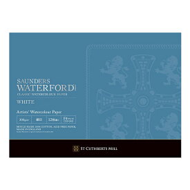 【限定クーポン有! 最大28倍×お買い物マラソン SPU 要エントリー 4/24 20:00 ～ 4/27 09:59】 WATERFORD ウォーターフォード 水彩紙 ホワイト・ブロック 細目 EHBH-F4 333×242mm 300g/m2 コットン100％ 12枚綴じ