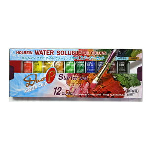 ホルベイン アクアオイルカラー デュオ 油絵の具 (水可溶性) スターターセット (4号11色+4号ホワイト)