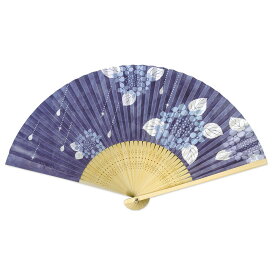 両面貼り 和柄扇子75型35間 紫陽花雫 （あじさいしずく）