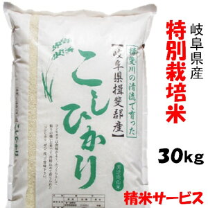令和7年産【特別栽培米】岐阜県産コシヒカリ 玄米30Kg(10Kg×3)精米サービス こしひかり