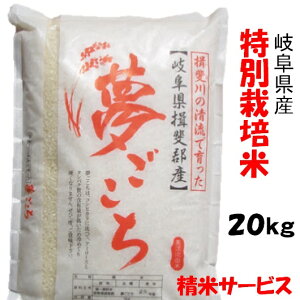 令和7年産【特別栽培米】岐阜県産夢ごこち 玄米20Kg(10Kg×2)(分搗き可) 白鳥ファーム【送料無料】北海道/沖縄/離島は追加送料