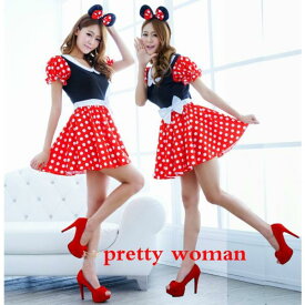 ハロウィン コスプレ 衣装 レディース ドッド柄 ワンピース コスチューム レディース 女性用 アニメ コスチューム キャラクター コスチューム 大人用 ハロウィン仮装 コスプレ衣装 ハロウィン衣装 襟ぐりは広め