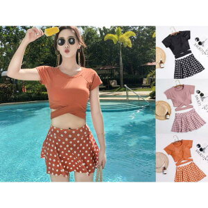 水着 レディース スカート水着 2点セット 体型カバー 水着 ドット水着 スイムウエア ビーチウェア 水泳 小胸 水着 可愛い 水着