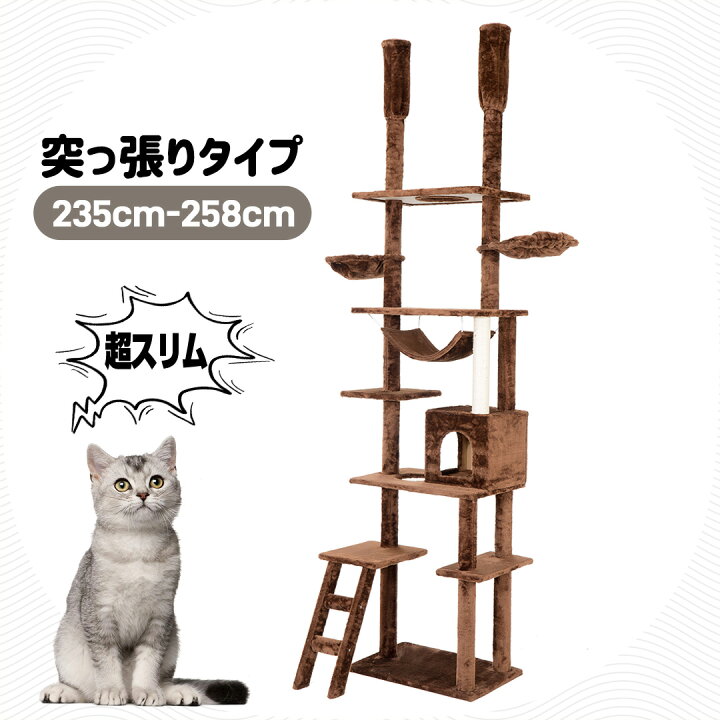 楽天市場】50名様限定☆5%OFFクーポン!キャットタワー 突っ張り スリム  