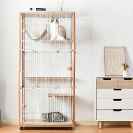最後の4時間★10％クーポン！猫 ケージ キャットケージ 3段 木製フレーム ハンモック付 広々 大型 猫ゲージ 高級感 おしゃれ キャットハウス ネコ ハウス 多段 留守番 保護 脱走防止 多頭飼い 多頭 スチール ペットケージ
