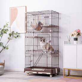 限定50枚9％クーポン★猫 ケージ 3段 ハンモック付 引き出し式トレイ キャスター付き キャットケージ 猫 猫ゲージ おしゃれ キャットハウス ネコ ハウス 多段 留守番 保護 脱走防止 多頭飼い 多頭 スチール ペットケージ