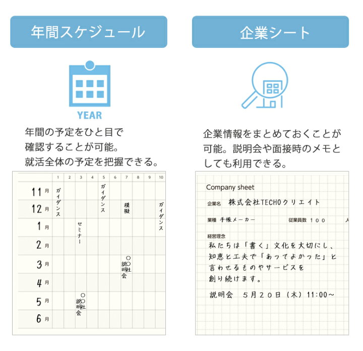 楽天市場 就活techo 就活 手帳 就活ノート メモ帳 A5 スケジュール帳 ユメキロック セパレート A5 時間管理 ビジネス 就職 内定 ビジネスマナー リクルート 面接対策 企業研究 転職 転職ノート 23 24 手帳 雑貨のユメキロック
