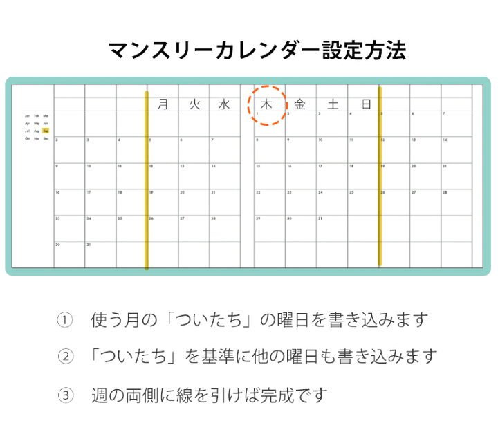 楽天市場 手帳 22年 コウシ手帳 伊藤手帳 マンスリー ノート インデックス 曜日フリー 万年カレンダー スケジュール帳 手帳 雑貨のユメキロック