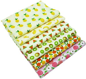 【小判6枚セット】フルーツ柄カットクロス 福袋 パッチワークセット ハンドメイド (可愛い生地 布 ハンドメイド 雑貨 インテリア パッチワーク ブラウス チュニック 化粧ポーチ 鞄)