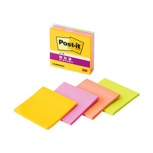 3Mポスト・イット 強粘着ノート マルチカラー6 75×75mm 4色 654SS-MC-61セット(40冊:4冊×10パック) 強力な粘着力で使いやすい カラフルなノートが40冊セットでお得に サイズは75×75mm、4色展開の