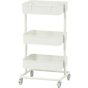 高さが調整できるワゴン オフホワイト お客様組立品 白 高さが自由自在に調整可能な、上質なオフホワイトカラーの組み立て式ワゴン 使い勝手抜群で、お部屋の整理 収納 や移動がラクラク