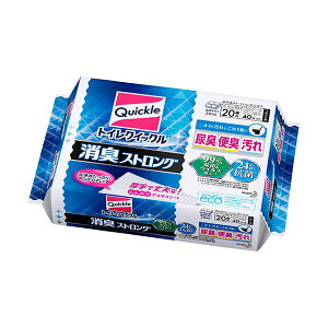 (まとめ) 花王トイレクイックル 消臭ストロング つめかえ用 1パック(20枚) 【×10セット】 トイレクイックルのつめかえ用20枚入りセット10個 強力な消臭力で快適なトイレ空間をキープ 臭