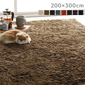 ラグ マット 絨毯 約200×300cm 約4畳 ベージュ 長方形 洗える ウォッシャブル 滑り止め付 軽量 ホットカーペット可 通年使用可 折りたたみ可 洗えるシャギーラグ/絨毯 1年中快適な床暖房対応