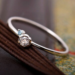 ダイヤモンド リング ダイヤ0.05ct アイスブルーダイヤ0.01ct 合計0.06ct 8号 プラチナ Pt950 フラワーモチーフ 指輪 ダイヤリング 鑑別カード付き 青 輝くプラチナの指輪に、ダイヤモンドの輝きが