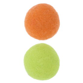 （まとめ）ウールボール オレンジ/グリーン【×5セット】 (猫用玩具) 緑 ふわふわ 柔らか で軽やか、指先で転がすとキュートな動きが楽しめる 愛猫のためのウールボール、オレンジとグリーンのカラーバリエーションで5個セット 緑
