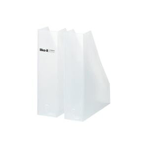 (まとめ)ライクイット A4ファイルボックス2個組LM-19 WH ホワイト 【×6セット】 白 効率的な業務をサポートするお得なセット スタイリッシュなホワイトカラーで統一されたA4ファイルボック