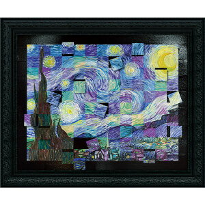 ユーパワー 名画モザイクアート Gel加工 アートフレーム Mサイズ ゴッホ「星月夜」 星空に輝く夜、ゴッホの名画をモザイクアートで再現したアートフレーム ジェル加工で美しさが際立つMサ