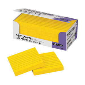 3M Post-it ポストイット エコノパック強粘着 罫線入6301SS-YN 3M-6301SS-YN 強力な粘着力で、使いやすさが格段にアップ 書きやすい罫線入りポストイット、エコノパック6301SS-YN