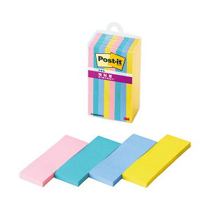 3Mポスト・イット 強粘着ふせん マルチカラー3 75×25mm 4色 500SS-MC-3N1セット(80冊:8冊×10パック) 強力な粘着力を持つ、多彩な色合いの75×25mmサイズのふせんが500枚入ったセット 4色のバラエ