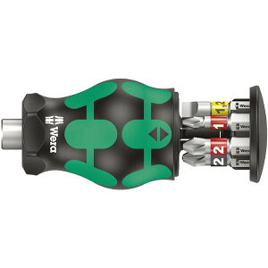 WERA ヴェラ スタビー型 ビットセット付 ドライバー ビット 6個内臓 008874 工具 ツール DIY 作業工具 道具 スタビー型ビットセット付きドライバー、6種類のビットが内蔵された便利な工具セット