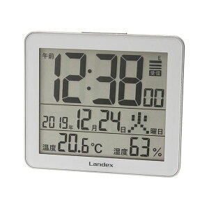 ランデックス デジタル電波置時計 スリーユニット 12.3×13.9×3.4cm B1131555 デジタル電波時計 コンパクトで使いやすく、壁掛けや置き場所を選ばず、スタイリッシュなデザイン 正確な時間表示