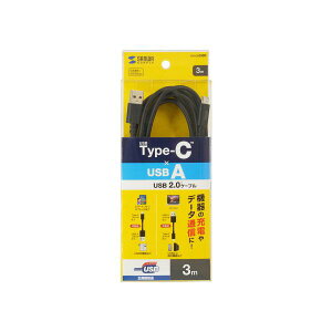 USB 2.0 Type-CP[u z C-A 3m ubN KU-CA30BK  USB Type-C[qΉ̍i3[g̍FP[u z f[^][dɍœK g₷Ƒϋv˔֗ȃACe