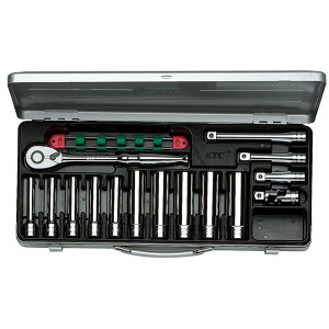 KTC 京都機械工具 12.7SQ ディープソケットレンチセット 15点(mm) TB4L10X プロフェッショナル仕様の12.7mmサイズの深いソケットレンチセット15点組 堅牢なツールボックス4段式10段ボックス付き