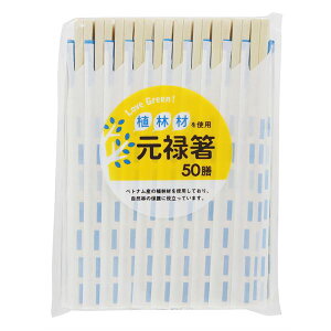 【10個セット】 大和物産 LOVE GREEN! 植林材 元禄箸 50膳 自然に優しい使い捨て箸10本セット 化学薬品不使用の環境に割箸 元禄時代の風情漂う50膳の箸で、森林保護に貢献