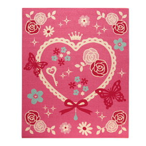 子供用 デスク (テーブル 机) マット/デスク カーペット 【エハート柄 ピンク 約133×170cm】 裏面:不織布 防傷仕様 〔子供部屋 学習机 テーブル 勉強机 〕 ピンクのエハート柄ラグマットは、