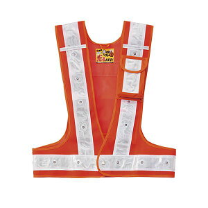 多機能LEDベスト 多機能LEDベスト-OW-W (メッシュ部:橙・反射部:白・LED発光色:緑) 光り輝く多機能ベスト-OW-W (メッシュ:オレンジ・反射:ホワイト・LED:グリーン)- あなたの安全 安心 を守