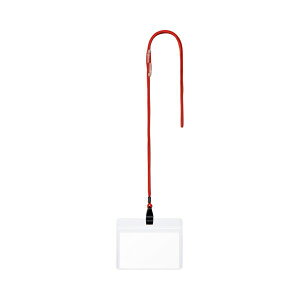 (まとめ) TANOSEE 吊下げ名札 チャックなし 赤 1パック(10個) 【×5セット】 スタイリッシュなデザインで目を引く 便利な吊り下げ名札 チャックなしで使いやすさ抜群 赤いカラーがアクセ