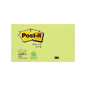 (まとめ) 3M ポスト・イット ノート再生紙スタンダードカラー 75×127mm グリーン 655RP-G 1冊 【×30セット】 緑 大判で便利 資料加筆に最適 再生紙スタンダードカラーのポスト・イット グリー