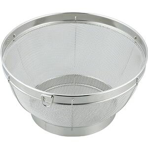 【40個セット】 ステンレス 深型 ざる/調理器具 【24cm】 リング付き 吊り下げ整理 収納 可 お手入れ簡単 SUIグート 〔キッチン 台所〕 頑丈で使いやすい深型の調理用ざる、洗米や野菜・果物