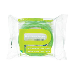 (まとめ) 寺岡製作所 P-カットテープ EASY4140D 50mm×25m 若草 4140D-YGR50X25 1巻 【×10セット】 超強力な粘着力で、あらゆる場面で使える 養生テープの革命児 幅広50mm×長さ25mのP-カットテープ、新色