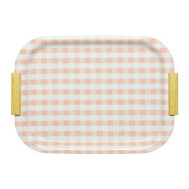 お盆 トレー 約幅380mm M ミルキーチェック ピンク 角型 取手付き 防滑加工 丈夫 NSトレー キッチン 台所 ダイニング 持ち運びも簡単で滑りにくい加工が施された、便利なテーブルトレイ 幅380mmのMサイズで、ミルキーチェックのピンク色が可愛らしい角型のトレーです 取手