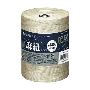 (まとめ)コクヨ 麻紐(ホビー向け)ホワイト480m ホヒ-35W 1巻【×5セット】 白 手芸愛好家に大人気 多目的な麻糸で編み物を楽しもう ホワイト480mの麻糸(ホビー用)1巻×5セット 白