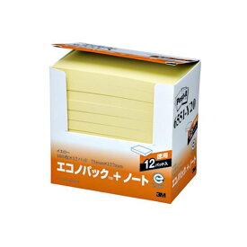 (まとめ) 3M ポストイット エコノパック ノート 再生紙 75×127mm イエロー 6551-Y20 1パック（12冊） 【×5セット】 黄 エコな再生紙で作られた、便利なサイズのイエローポストイット まとめて12冊入りのエコノパックでお得にGET ノートやふせんとして使える、普通粘着の3