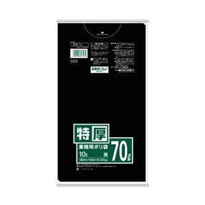 (まとめ)日本サニパック Lシリーズポリ袋 厚口70L 黒 LA72 1パック(10枚)【×50セット】 高品質なポリ袋で、突き刺しに強く滑らかな触感 使い勝手抜群の低密度ポリエチレン製 大容量70Lの