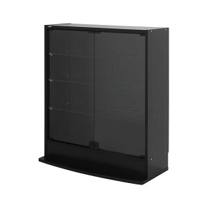 コレクションケース ショーケース /整理 収納 棚 【ワイド ロータイプ 低い 本体 奥行29cm ブラック】 幅83.1cm 強化ガラス扉 棚板 【お客様組立品】 黒 自在に調節できる棚板と美しいディスプ